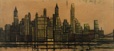 Bernard Buffet (1928-1999) 'New York skyline' print, 35cm x 76cm
