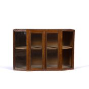 Cotswold School oak display cabinet, with cut out decoration, unsigned, 91cm x 37.5cm x 61cm