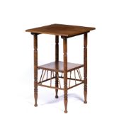 In the manner of Edward William Godwin (1833 - 1886) Mahogany occasional table, with spindle