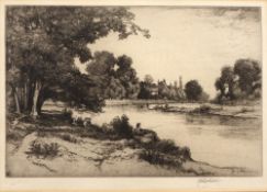 John Fullwood (1854-1931) 'The backwater, Sunbury-On-Thames' etching, limited edition of 150,