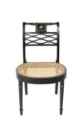 Single ebonised bergere chair 19th Century, with painted back, 51cm across, 90cm high Condition: