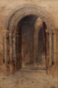 Henry Martin Pope (1843-1908) Pair of watercolours, 'Elizabethan doorway' and 'Romanesque