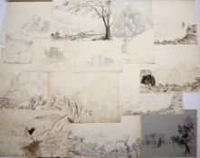 Large quantity of Grand Tour pen and ink and pencil sketches and some architectural drawings