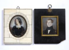 Two portrait miniatures including a 19th Century study of a gentleman, and a French study of a