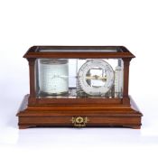 Walnut cased barograph marked M. W. Dunscombe of Bristol, 428606, with thermometer and with single