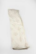 Pair of ivory ground curtains lined, embroidered with vases of flowers, approximately 149cm drop