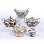 Collection of 18th/19th Century porcelain sucriers to include: Ridgway 'London' pattern example,