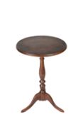Yew-wood circular occasional table on tripod supports with turned column, 48.5cm diameter, 72cm high