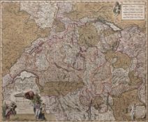 After Nicholaus Visscher Coloured map of Helvetiae, published in Amsterdam circa 1700, 46cm x