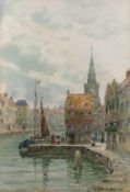James Hamilton Glass (1820-1855) Dutch canal, watercolour, signed, 41cm x 32cm Condition: slight