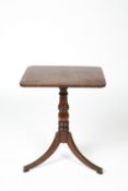 Mahogany and rosewood crossbanded tripod table 19th Century with inlaid splayed supports, 54cm x