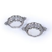 Pair of silver bon bon dishes each with ribbon-tie handles, Edinburgh 1911 by Hamilton & Inches, 162