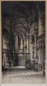 Albany E Howarth (1872-1936) 'Choir Transept and Pilgrim steps, Canterbury', etching signed in