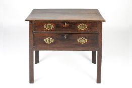 Oak lowboy 18th Century, fitted two long drawers and with brass handles, 80cm wide x 45cm deep x