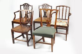 Group of chairs 19th Century, including a matching elbow chair and standard chair with leather