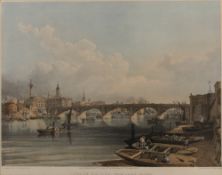 After Edmund Walker (c1820-c1890) Set of four coloured lithographs, 'London Bridge (from