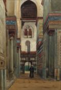 John Charles Rogers (1888-1939) Orientalist watercolour, interior of a mosque, signed, 52cm 35cm