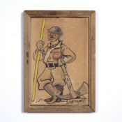 First World War caricature drawing 16.5cm x 10.5cm Condition: marks and scuffs to picture and frame