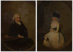 19th Century English School 'Dr and Mrs Redfearn of Thirsk' oils on panel, the gentleman's