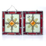 Pair of stained glass panels 19th/20th Century, both unsigned, 21cm x 18cm (2) Condition: at
