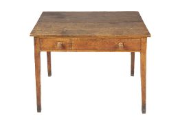 Oak side table 19th Century, fitted one drawer, 76cm wide, 46cm deep, 62cm high Condition: wear