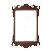 Mahogany fret framed wall mirror George III, with gilt painted detail, 61cm x 39cm overall