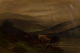 Francis Jamieson (1895-1950) 'Highland cattle' oil on canvas, signed with pseudonym 'W. Richards'