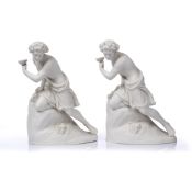 Copeland Two 'Comus' parian ware figure groups, impressed mark to the reverse, 31cm high (2)