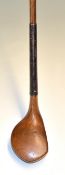 Fine Wm Park light stained persimmon scare neck short driver – fine diamond pattern face markings