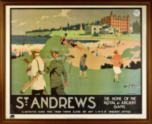 St Andrews 1930/40s famous L.N.E.R railway advertisement poster golf print - from the original