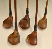 5x interesting socket head woods - Walter Hagen large head striped top driver, an early T Morris