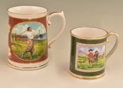 2x Ceramic Golfing Scene Tankards – Spode Antique Golfing Scenes of early golfer’s taken from a 19th