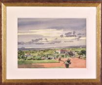 Reed, Ken - Turnberry Links original golfing watercolour - showing the links from the hotel signed