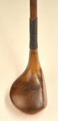 A G Day small persimmon head deep face spoon – fitted with full length hide grip with underlisting