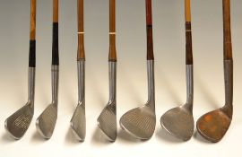 2x Geo Nicoll Leven Noshok Wizard wide flanged sole irons with patent rubberised NoShok hosel collar