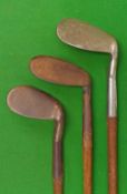 2x anti shank niblicks and niblick (3) – Gibson Smiths wing toed model, another with multi dot