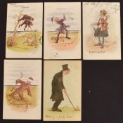 Collection early Cynicus golfing postcards (9) – 7 postally used Northern Island and Scottish