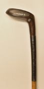 Good Scare Head Sunday golf walking stick - fitted with dark stained putter head handle with rear