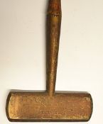 Scarce F H Ayres Patent Croquet Style Centre Shaft Rectangular Brass Head Putter the 31” length