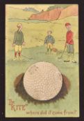 Scarce Springvale Bramble golf ball advertising coloured postcard -titled “The Kite-where did it