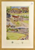 Worcestershire County Cricket Club 150 Years Colour Print signed by the artist D Birtwhistle,