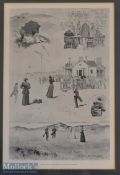 2x early Portrush Ladies Golf Club hand coloured lithograph golfing scenes c1890s – extract dated 31