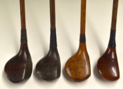 4x Assorted Socket Head Woods by maker’s St Andrews Golf Co driver, Fred Hodge Spoon, Wallis Brassie