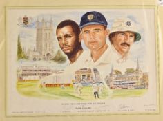 Cricket colour signed Print ‘Leading Gloucestershire into the nineties’ by D Stallard ltd ed 145/193
