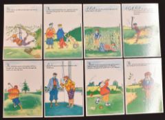Set of 12x Jane Heart ‘Golfing Humour’ postcards – printed by Amber postcards, all in good unused