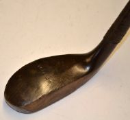 C Hunter (Prestwick) longnose beech wood putter c1885 – with a grain crack through part of the crown