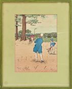 Elliot, Harry – hand coloured 19th c golfing scene – image 12” x 8.5” – mf&g overall 18.75” x 14.