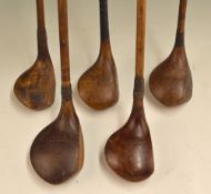 5x various drivers, brassies and spoon socket head woods - W Whiting Sandwich large head driver, D