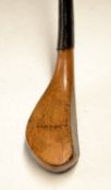 McEwan light stained beech wood longnose heavy short spoon c1880 – with full wrap over brass sole