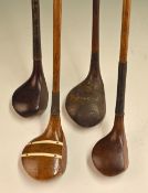 4x interesting looking assorted woods – scarce “SPLI-SOK” spliced necked brassie with vertical